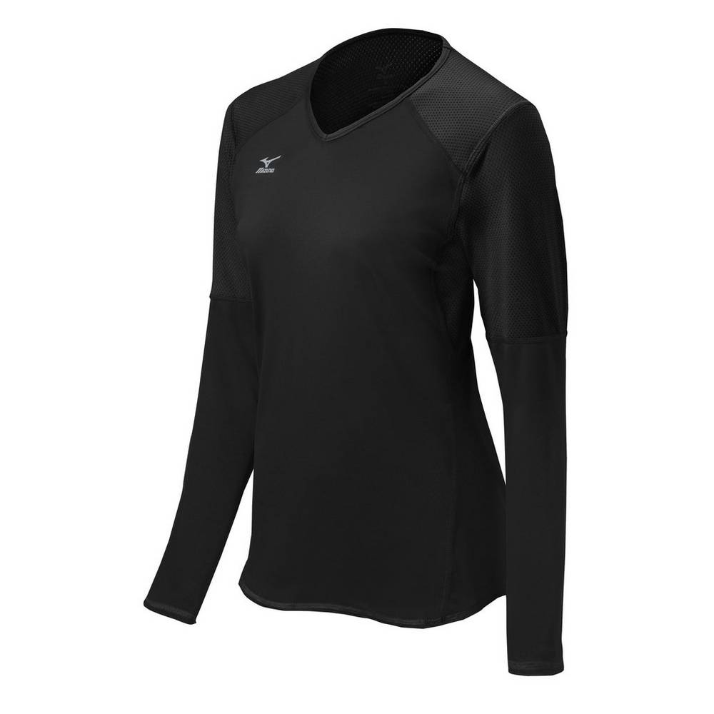 Maglia Mizuno Pallavolo Techno VI Long Sleeve Donna - Nere - 46082-HEGV